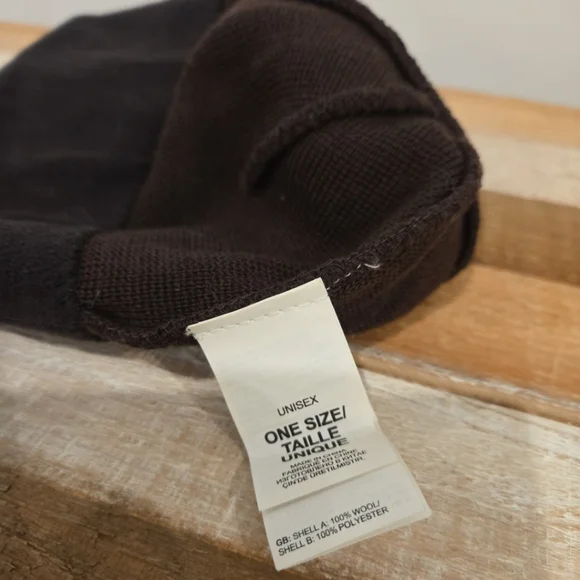 North Face Beanie Wool Brown Orange Striped Unisex Logo Fleece Lined Winter Hat - Picture 5 of 5